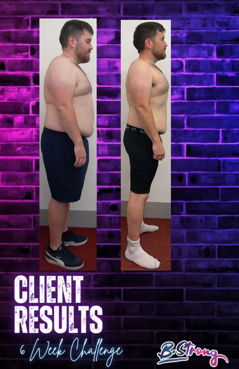 A client's before and after result from the Rapid Results 6 Week Challenge